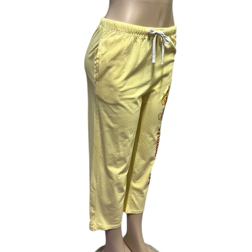 Disney Winnie The Pooh Cropped Pajama Pants Loungewear Yellow Large - Picture 4 of 15